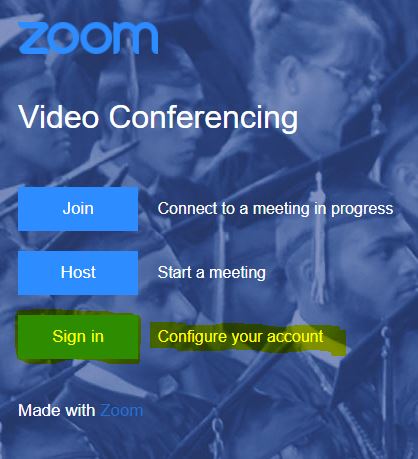 Zoom account sign in page.