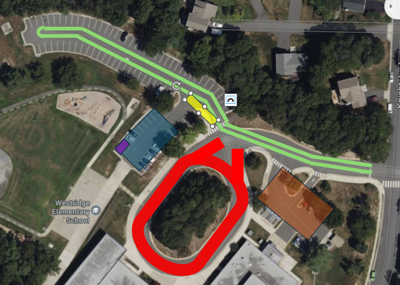 Areal view of school parking lot