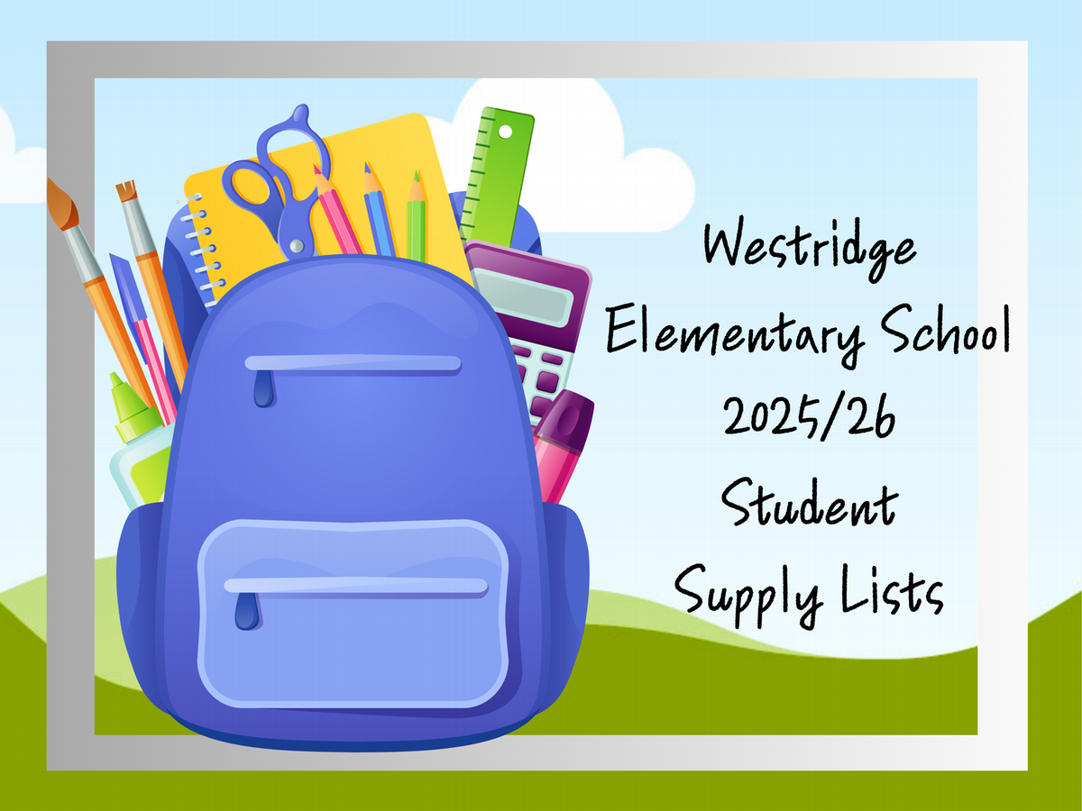 Westridge Elementary School 2025-26 student school supplies